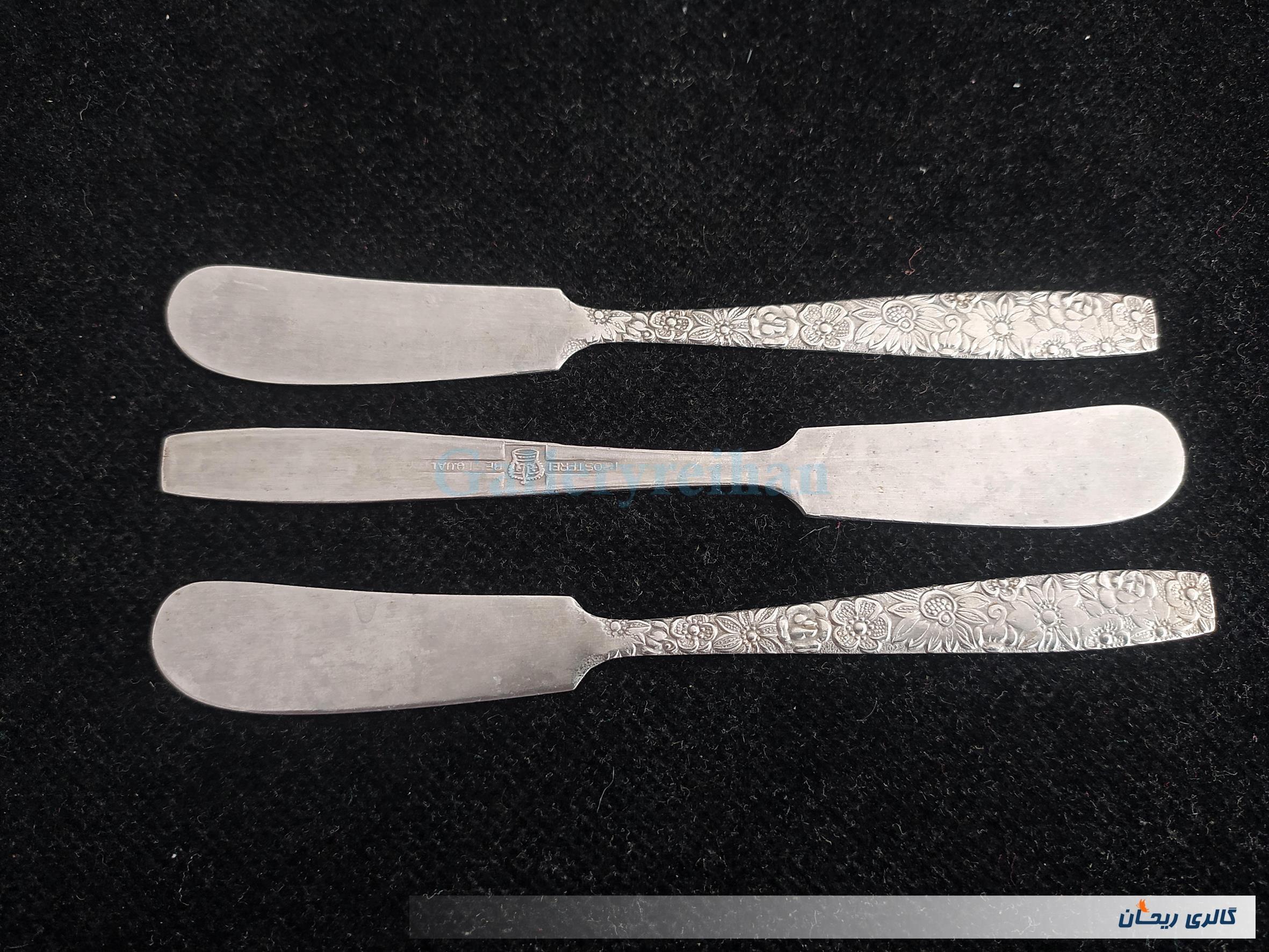 3 چاقو کره خوری قدیمی ROSTFEREI طرح گل