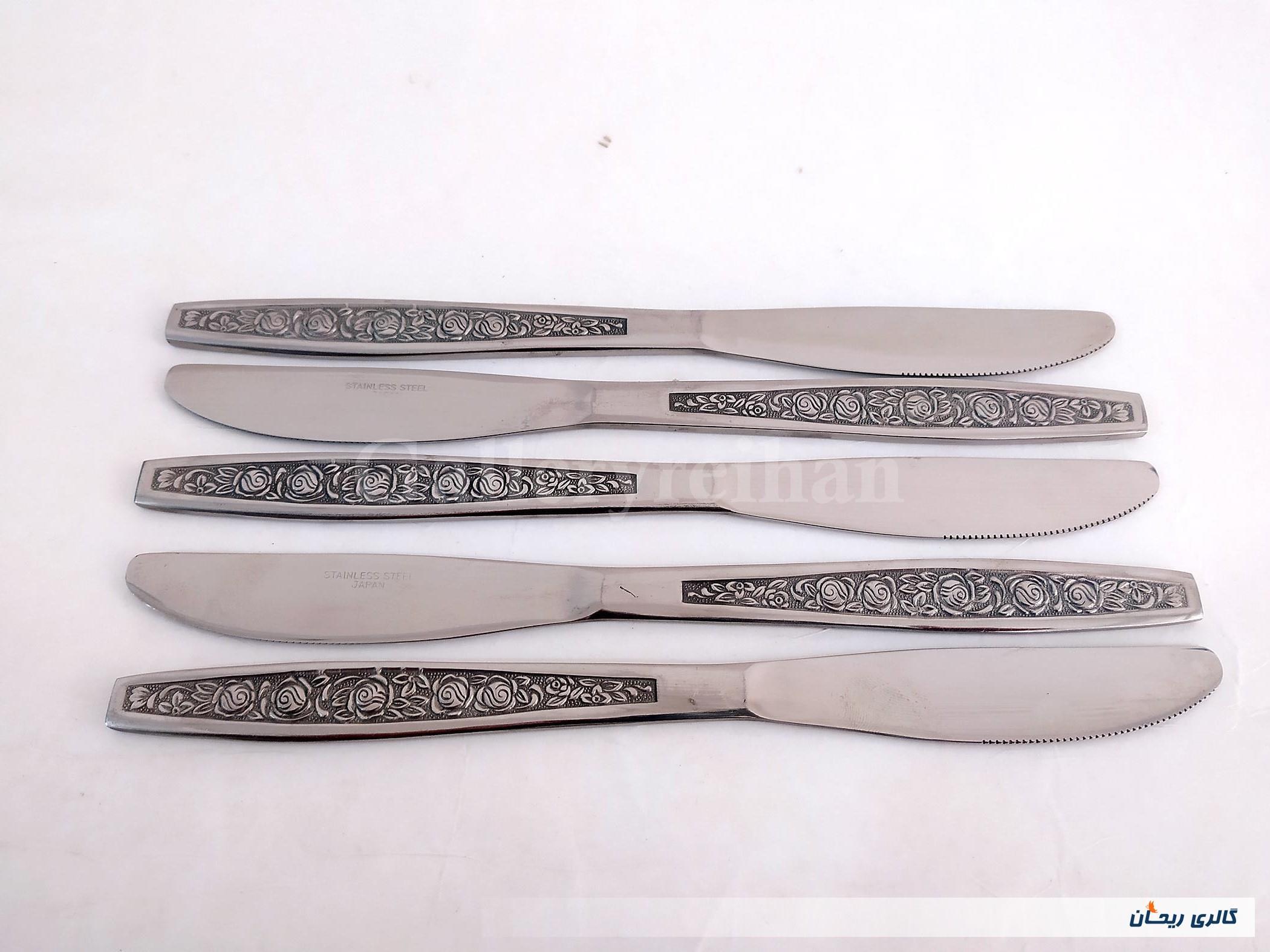 5 عدد چاقو قدیمی STAINLESS ژاپن طرح گل 