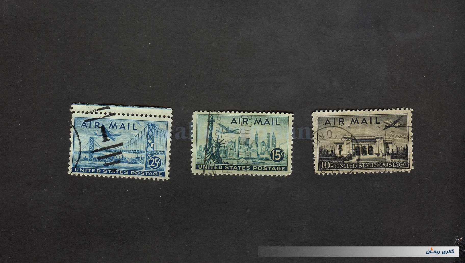 3عدد تمبر پست هوایی کشور آمریکا سال 1947 