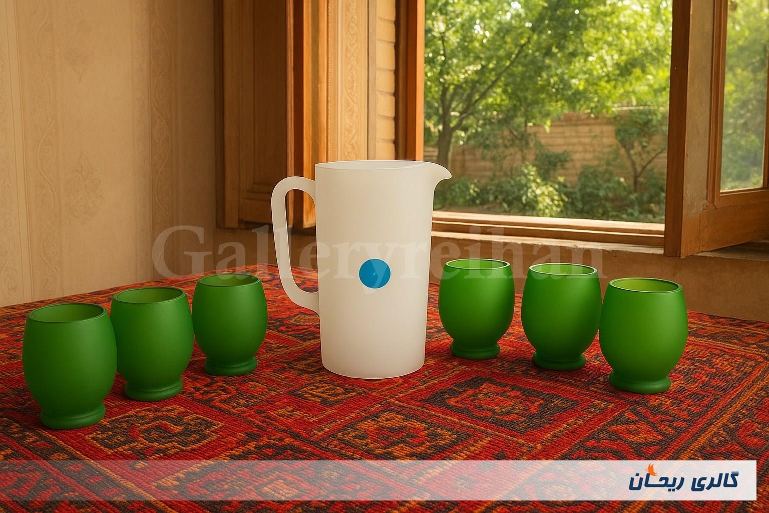 پارچ آبگز و لیوان کمیاب دستساز قدیمی 