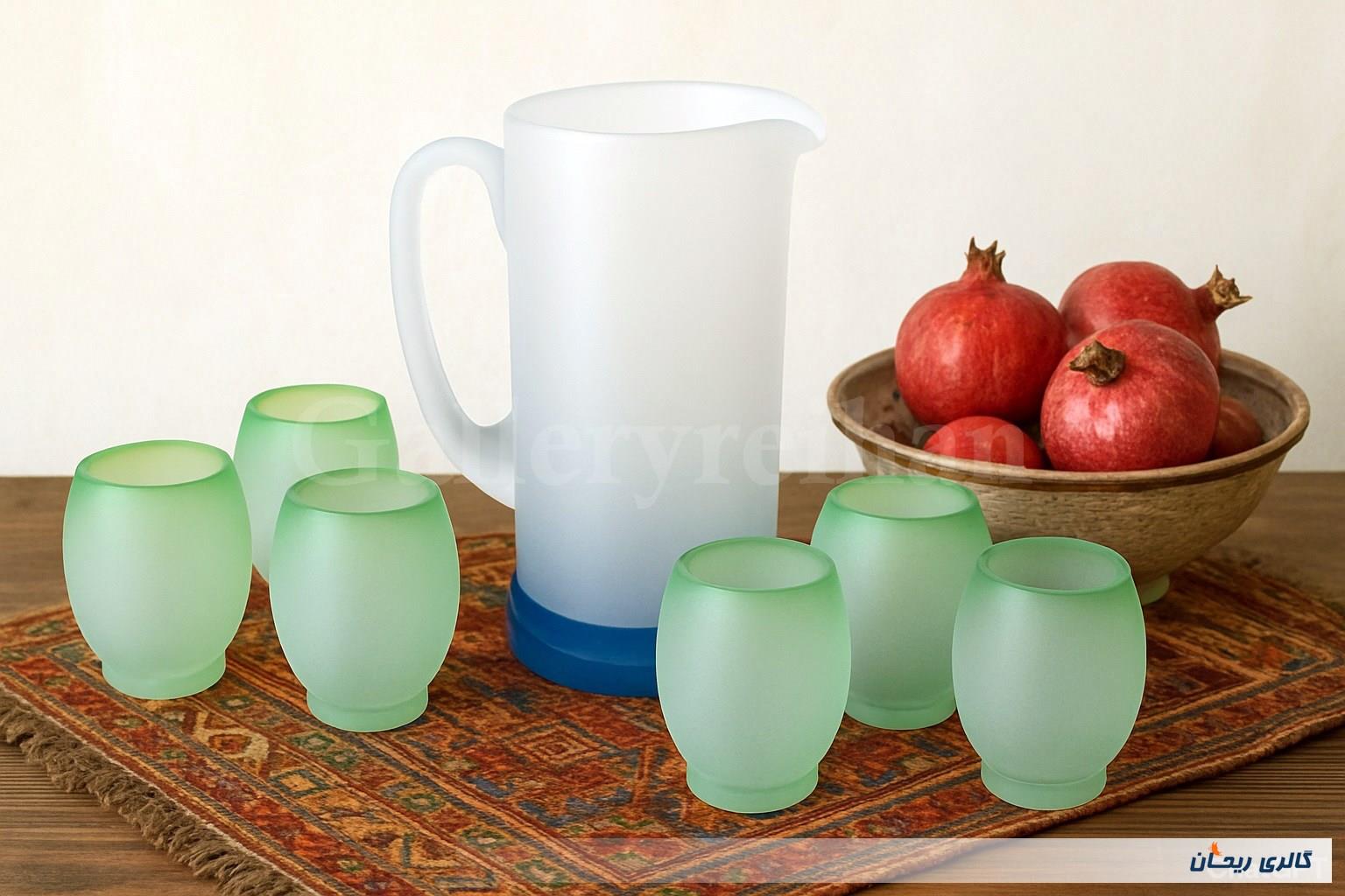 پارچ و لیوان کمیاب دست ساز قدیمی 