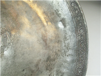 بشقاب مسی قدیمی و قلم کار دست قاجاری (خطی و نقشی)