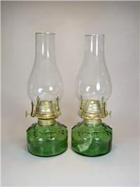 جفت چراغ نفتی سبز زیبا کاملا سالم