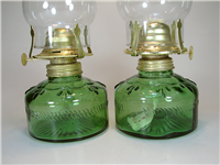 جفت چراغ نفتی سبز زیبا کاملا سالم