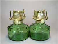 جفت چراغ نفتی سبز زیبا کاملا سالم