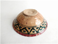  کاسه سفالی میبد کاردست نقاشی شده لعابدار 