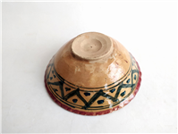  کاسه سفالی میبد کاردست نقاشی شده لعابدار 