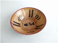  کاسه سفالی میبد کاردست نقاشی شده لعابدار
