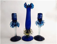 گلدان و شمعدان دست ساز شیشه ای قدیمی