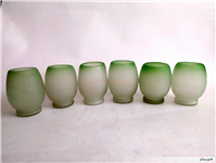 6عدد لیوان دستساز قدیمی مات رنگ پسته ای 