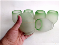 6عدد لیوان دستساز قدیمی مات رنگ پسته ای 