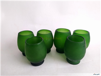 6عدد لیوان دستساز قدیمی مات رنگ سبز جذاب 