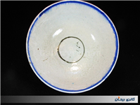 کاسه بسیار قدیمی قاجاری قلم آبی دست ساز