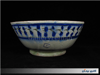 کاسه بسیار قدیمی قاجاری قلم آبی دست ساز