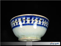 کاسه بسیار قدیمی قاجاری قلم آبی دست ساز