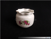 قندان گل سرخی قدیمی لبه چین دار بدون درب 