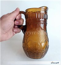 پارچ قدیمی سایز کوچک نقش برجسته قهوه ای 