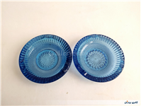 2عدد زیرسیگاری بلوری قدیمی خوشرنگ آبی