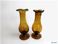 2عدد گلدان پایه دار قدیمی دستساز قهوه ای 