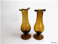 2عدد گلدان پایه دار قدیمی دستساز قهوه ای 