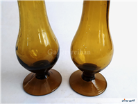 2عدد گلدان پایه دار قدیمی دستساز قهوه ای 