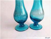 2 گلدان پایه دار قدیمی دستساز آبی پررنگ 