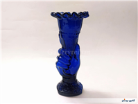 2 گلدان شیشه ای کبالتی دست دلبر قدیمی 
