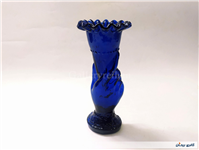 2 گلدان شیشه ای کبالتی دست دلبر قدیمی 