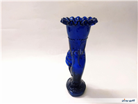 2 گلدان شیشه ای کبالتی دست دلبر قدیمی 