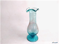 گلدان پایه دار قدیمی دستساز آبی 
