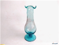 گلدان پایه دار قدیمی دستساز آبی 
