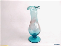 گلدان پایه دار قدیمی دستساز آبی 
