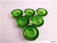 شمعدان شیشه ای ضخیم سبز بیدی زیبا 