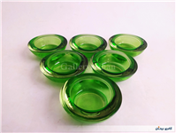 شمعدان شیشه ای ضخیم سبز بیدی زیبا 
