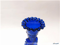 1عدد گلدان شیشه ای کبالتی دست دلبر قدیمی 