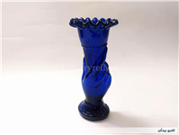 1عدد گلدان شیشه ای کبالتی دست دلبر قدیمی 