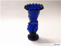 1عدد گلدان شیشه ای کبالتی دست دلبر قدیمی 