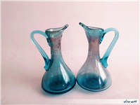 2 پارچ مینیاتوری دستساز شیشه ای آبی 