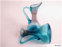 2 پارچ مینیاتوری دستساز شیشه ای آبی 