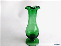 گلدان پایه داره لاله ای قدیمی دستساز سبز 