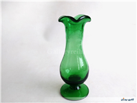 گلدان پایه داره لاله ای قدیمی دستساز سبز 