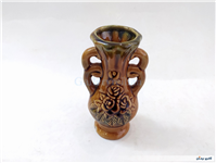 گلدان سفالی قدیمی لعابدار طرح گل 