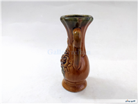 گلدان سفالی قدیمی لعابدار طرح گل 