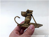 مجسمه موش و برگ درخت برنجی 