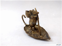 مجسمه موش و برگ درخت برنجی 