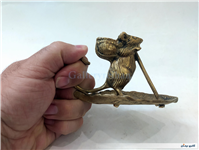 مجسمه موش و برگ درخت برنجی 