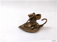 مجسمه موش و برگ درخت برنجی 