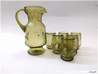 سرویس پارچ و لیوان قدیمی ایرانی رنگ سدری 