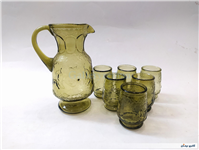 سرویس پارچ و لیوان قدیمی ایرانی رنگ سدری 