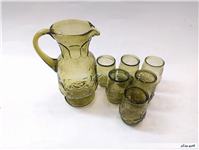 سرویس پارچ و لیوان قدیمی ایرانی رنگ سدری 